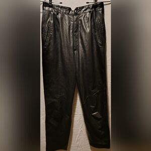 Wilson Vintage Black Leather High Rise Relaxed Fit Women's Pants Size 6
